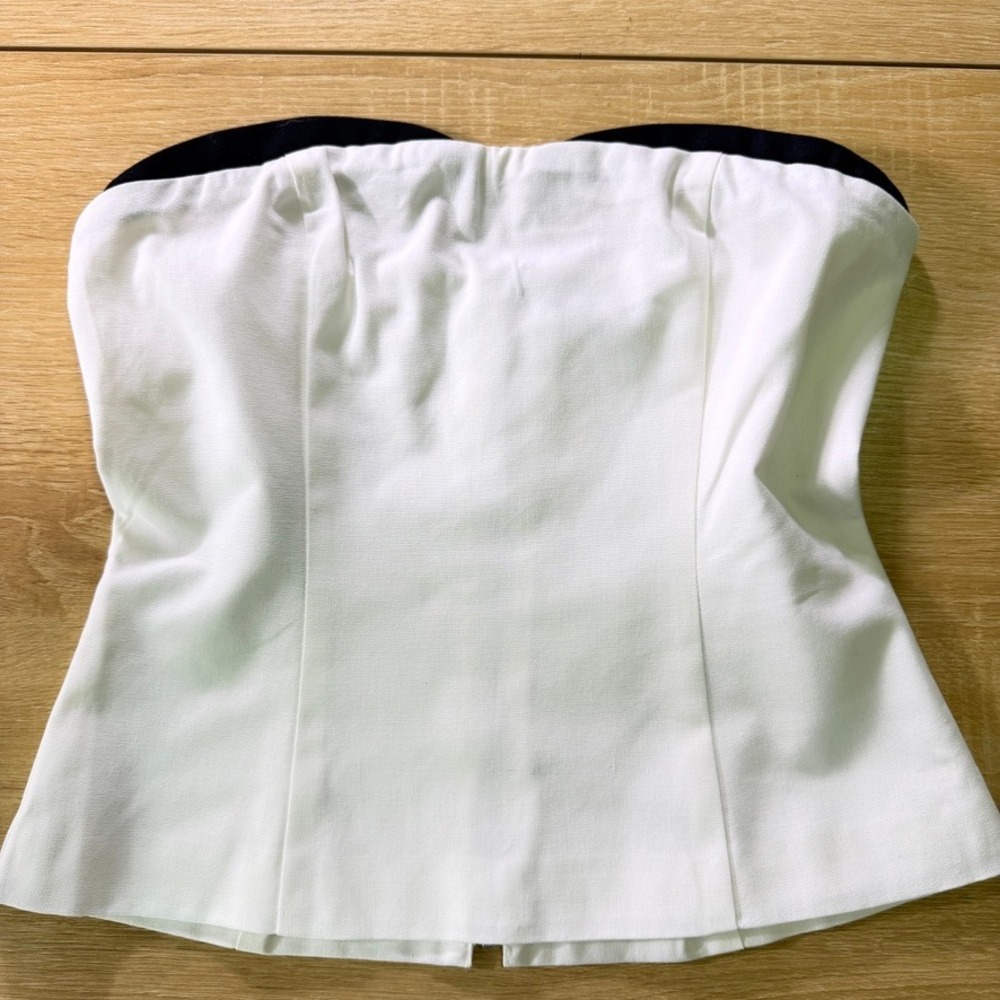 NEW Superdown Anika Strapless Corset Top White Linen Blend S NWT